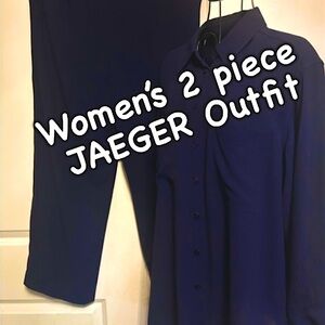 JAEGER 2 Piece Navy Top and Pants Slacks